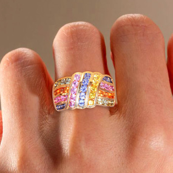 6ctw Multicolor Sapphire Intertwined Cocktail Ring