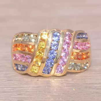6ctw Multicolor Sapphire Intertwined Cocktail Ring