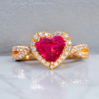 2ct Halo Heart Cut Ruby Infinity Shank Promise Ring