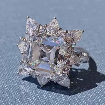 9.5ct Asscher Cut White Sapphrie Halo Engagement Ring