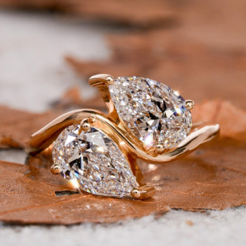 3ctw Pear Cut Asymmetric Toi Et Moi Promise Ring