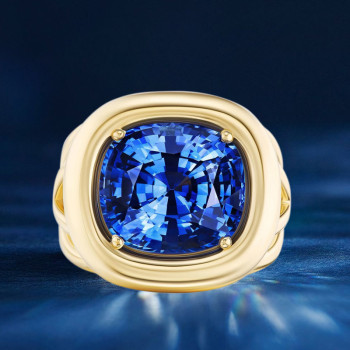 7.5ct Cushion Cut Blue Sapphire Modern Cocktail Ring