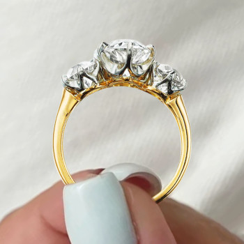 7ctw Pear Cut Two Tone Vintage Three Stone Engagement Ring
