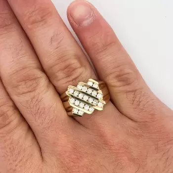 Channel Set Cluster White Sapphire Unisex Ring