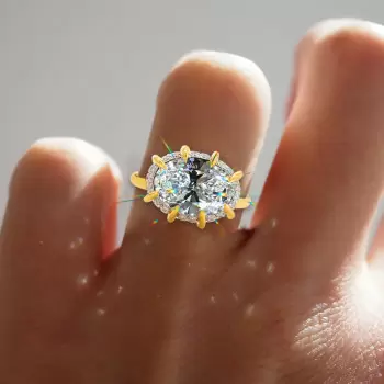 5ct Oval Cut Paved Two Tone Engagement Ring