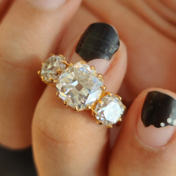 7ctw Cushion Cut Vintage Filigree Three Stone Engagement Ring