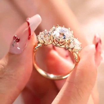 7ctw Cushion Cut Vintage Filigree Three Stone Engagement Ring