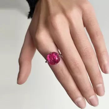 7.5ct Cushion Cut Fuchsia Pink Sapphire Cocktail Ring
