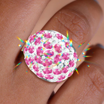 8ctw Oval Cut Pink Sapphire Paved Dome Cocktail Ring