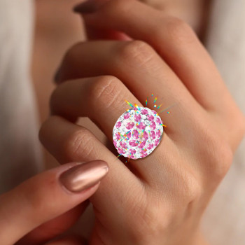 8ctw Oval Cut Pink Sapphire Paved Dome Cocktail Ring