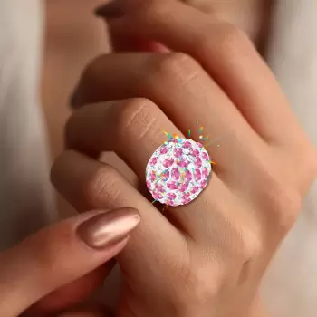 8ctw Oval Cut Pink Sapphire Paved Dome Cocktail Ring