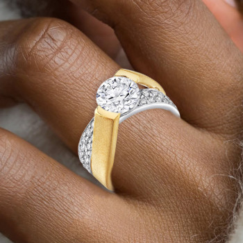 2.7ct Round Cut Bypass Two Tone Engagement Ring