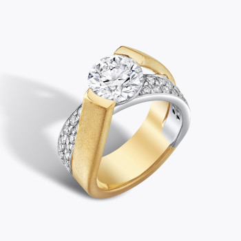 2.7ct Round Cut Bypass Two Tone Engagement Ring