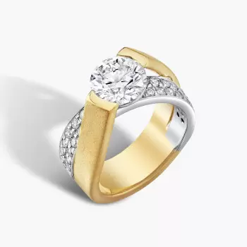 2.7ct Round Cut Bypass Two Tone Engagement Ring