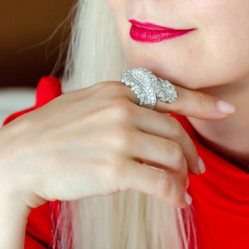 5ctw Round Cut Cluster Paved Bold Bypass Cocktail Ring