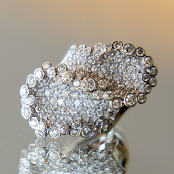 5ctw Round Cut Cluster Paved Bold Bypass Cocktail Ring