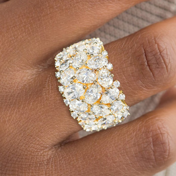 5ctw Oval Cut Clustered Wide Wedding Band