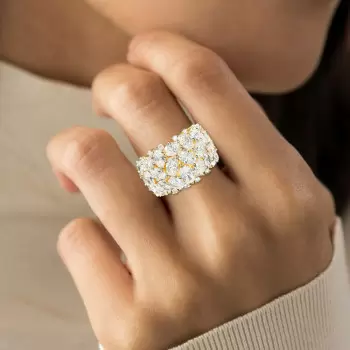 5ctw Oval Cut Clustered Wide Wedding Band