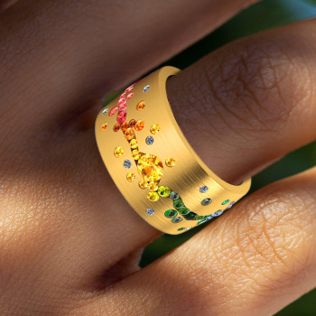 3ctw Flush Set Multicolor Sapphire Starry Ring