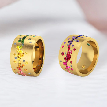 3ctw Flush Set Multicolor Sapphire Starry Ring