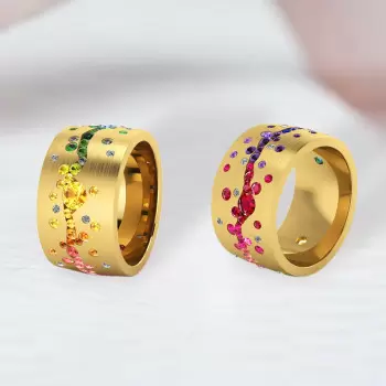 3ctw Flush Set Multicolor Sapphire Starry Ring