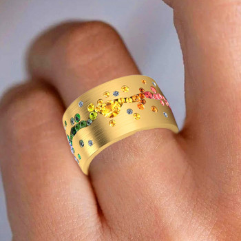 3ctw Flush Set Multicolor Sapphire Starry Ring