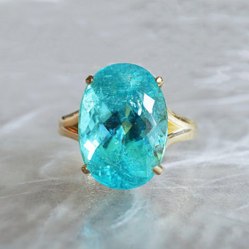 12ct Oval-shaped Paraiba Tourmaline Classic Cocktail Ring