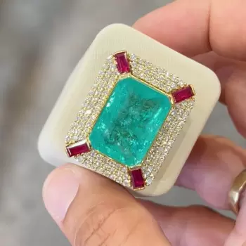 18ct Emerald Cut Paraiba Art-deco Huge Cocktail Ring