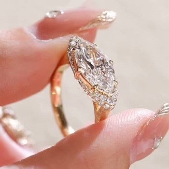 2.5ct Horizontal-Set Marquise Cut Halo Engagement Ring