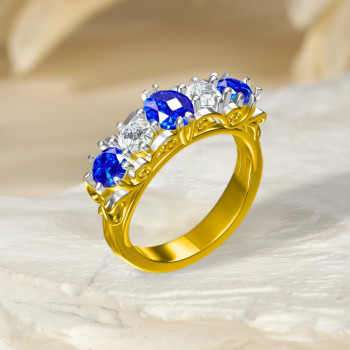 7ctw Oval Cut Vintage Five Stone Engagement Ring