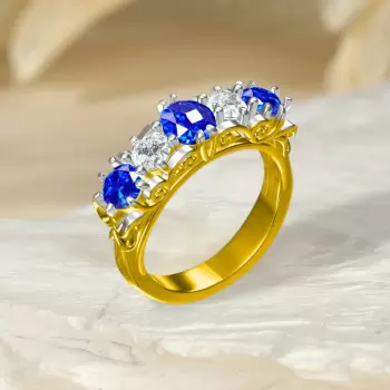 7ctw Oval Cut Vintage Five Stone Engagement Ring