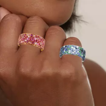 5ctw Scattered Paved Multicolor Sapphire Starry Band