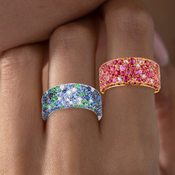 5ctw Scattered Paved Multicolor Sapphire Starry Band