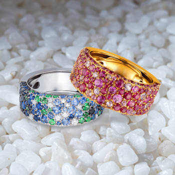 5ctw Scattered Paved Multicolor Sapphire Starry Band