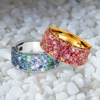 5ctw Scattered Paved Multicolor Sapphire Starry Band