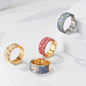 5ctw Scattered Paved Multicolor Sapphire Starry Band