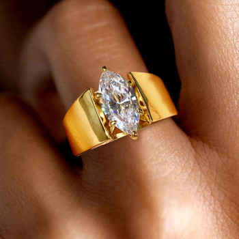 2.5ct Marquise Cut White Sapphire Simple Classic Engagement Ring