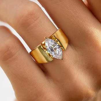 2.5ct Marquise Cut White Sapphire Simple Classic Engagement Ring