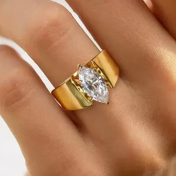 2.5ct Marquise Cut White Sapphire Simple Classic Engagement Ring