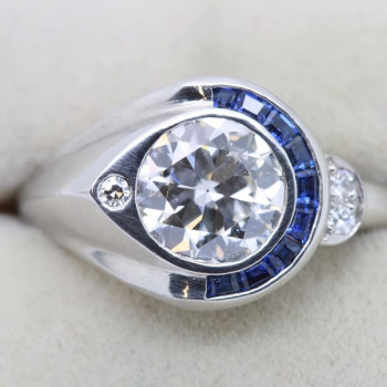 3ct Round Cut Asymmetric Art-deco Engagement Ring
