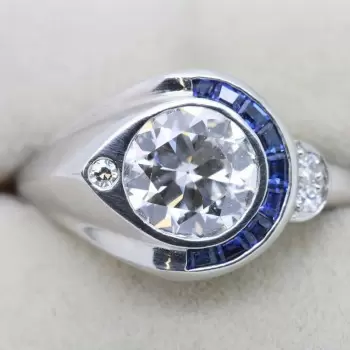 3ct Round Cut Asymmetric Art-deco Engagement Ring