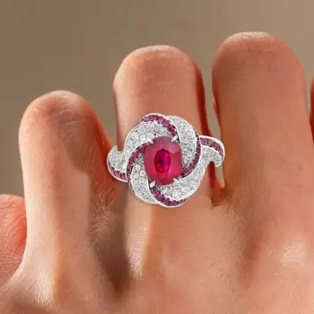 2ct Oval Cut Ruby Art-deco Twist Engagement Ring