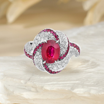 2ct Oval Cut Ruby Art-deco Twist Engagement Ring