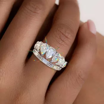 6ctw Pear and Baguette Cut Vintage Tiara Ring