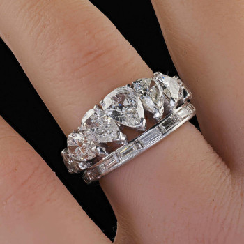 6ctw Pear and Baguette Cut Vintage Tiara Ring