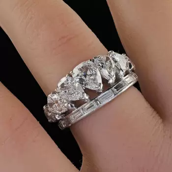 6ctw Pear and Baguette Cut Vintage Tiara Ring