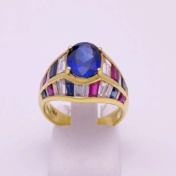 2.5ct Oval Cut Blue Sapphrie Art-deco Engagement Ring