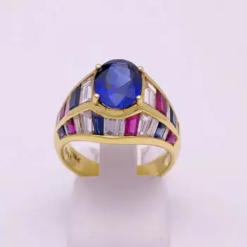 2.5ct Oval Cut Blue Sapphrie Art-deco Engagement Ring