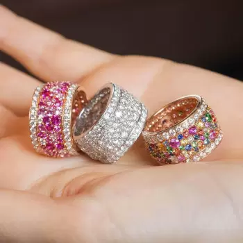 7ctw Round Cut Multicolor Sapphire Paved Wedding Band