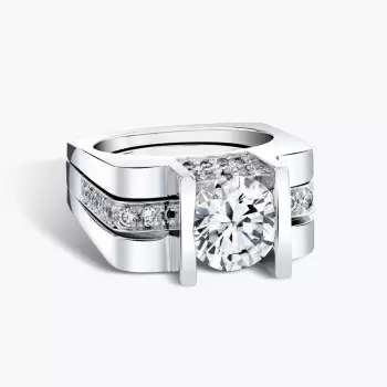 3ct Round Cut Modern Style Square Wedding Ring Set